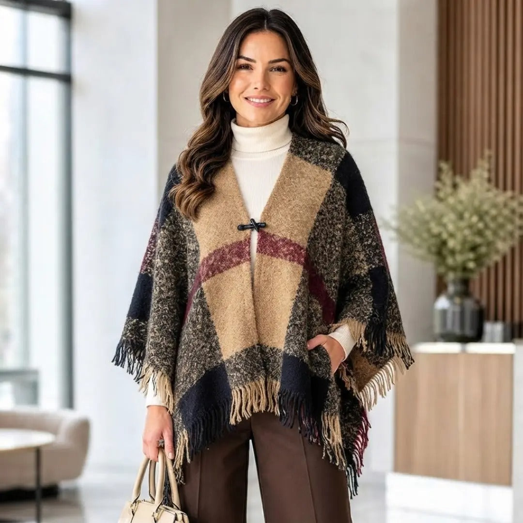 Autumn Plaid Toggle Wrap Shawl