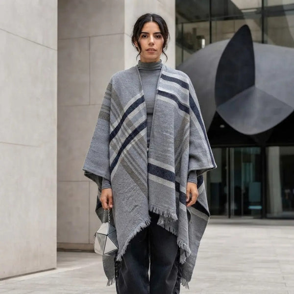Urban Grey Plaid Shawl