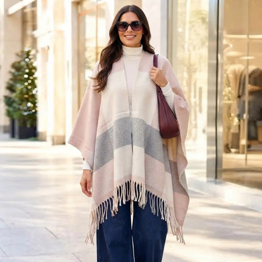 Blush & Grey Colorblock Wrap Shawl