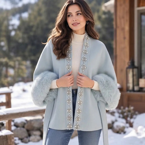 Frosty Morning Beaded Lapel Shawl
