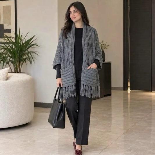 Urban Chic Ribbed Pocket Wrap Shawl